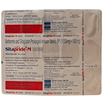 sitapride dm 100/10/1000mg tablet 15's